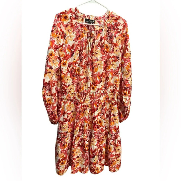 Suzanne Betro tie notch neck smock waist dress size XL - Picture 1 of 9